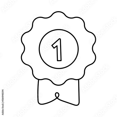 Achievement Badge Icon – Medal with Number One, Representing Success, Recognition, and Accomplishments