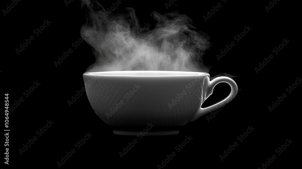 Fototapeta premium Steam Rising from a Coffee Cup in Low Light