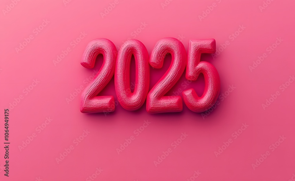 3D Rendered Pink Number 2025 on a Pink Background 3D Rendered Pink Number 2025 on a Pink Background
