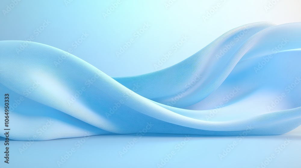 Fototapeta premium Abstract Blue Fabric Waves: A calming and serene background with soft, flowing blue fabric waves creating a sense of movement and elegance. Perfect for product displays, presentations.