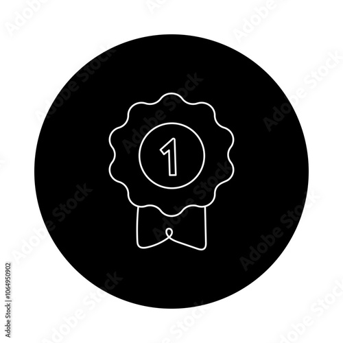 Achievement Badge Icon – Medal with Number One, Representing Success, Recognition, and Accomplishments
