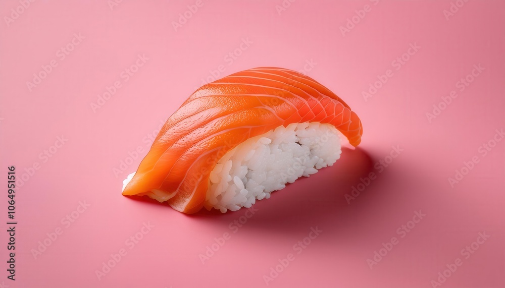 Close-Up of Fresh Salmon Nigiri Sushi on Minimalist Pink Background. Perfect for Culinary Promotions, Japanese Cuisine Menus, Food Blogs, and Social Media Food Aesthetics Close-Up of Fresh Salmon Nigiri Sushi on Minimalist Pink Background. Perfect for Culinary Promotions, Japanese Cuisine Menus, Food Blogs, and Social Media Food Aesthetics
