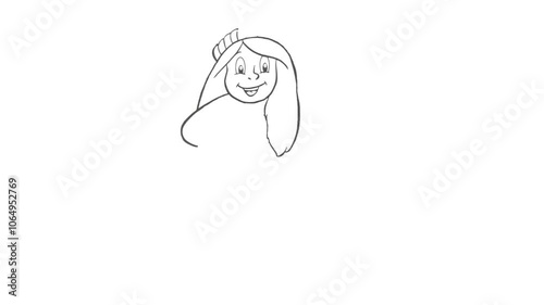 A black and white illustration of a cheerful girl holding a lantern in a snowy forest with stars around. Perfect for holiday seasonal designs