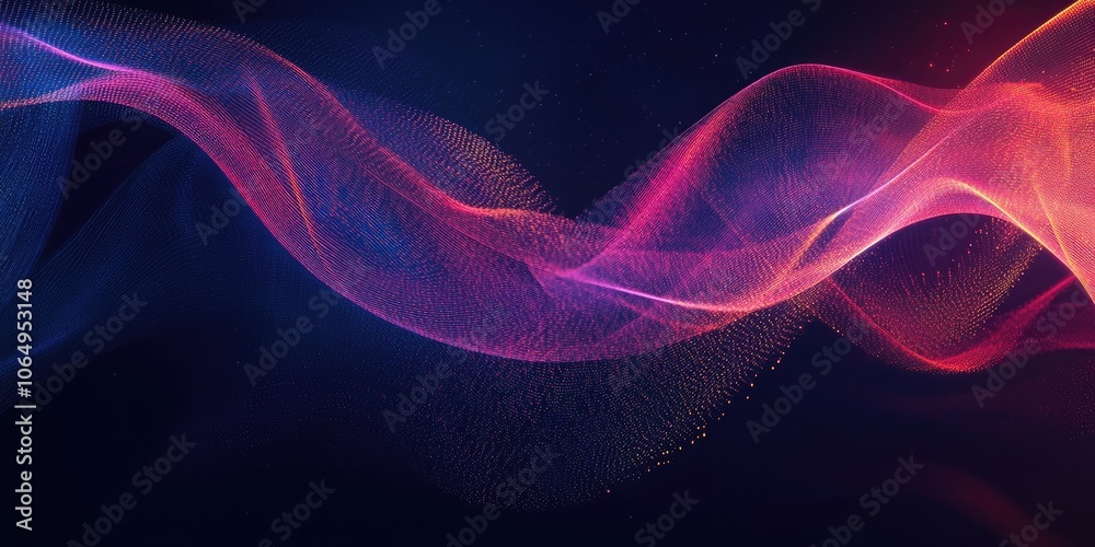 Fototapeta premium An abstract depiction featuring smudged neon lines and flowing waves set against a dark backdrop, creating a visually striking illustration.