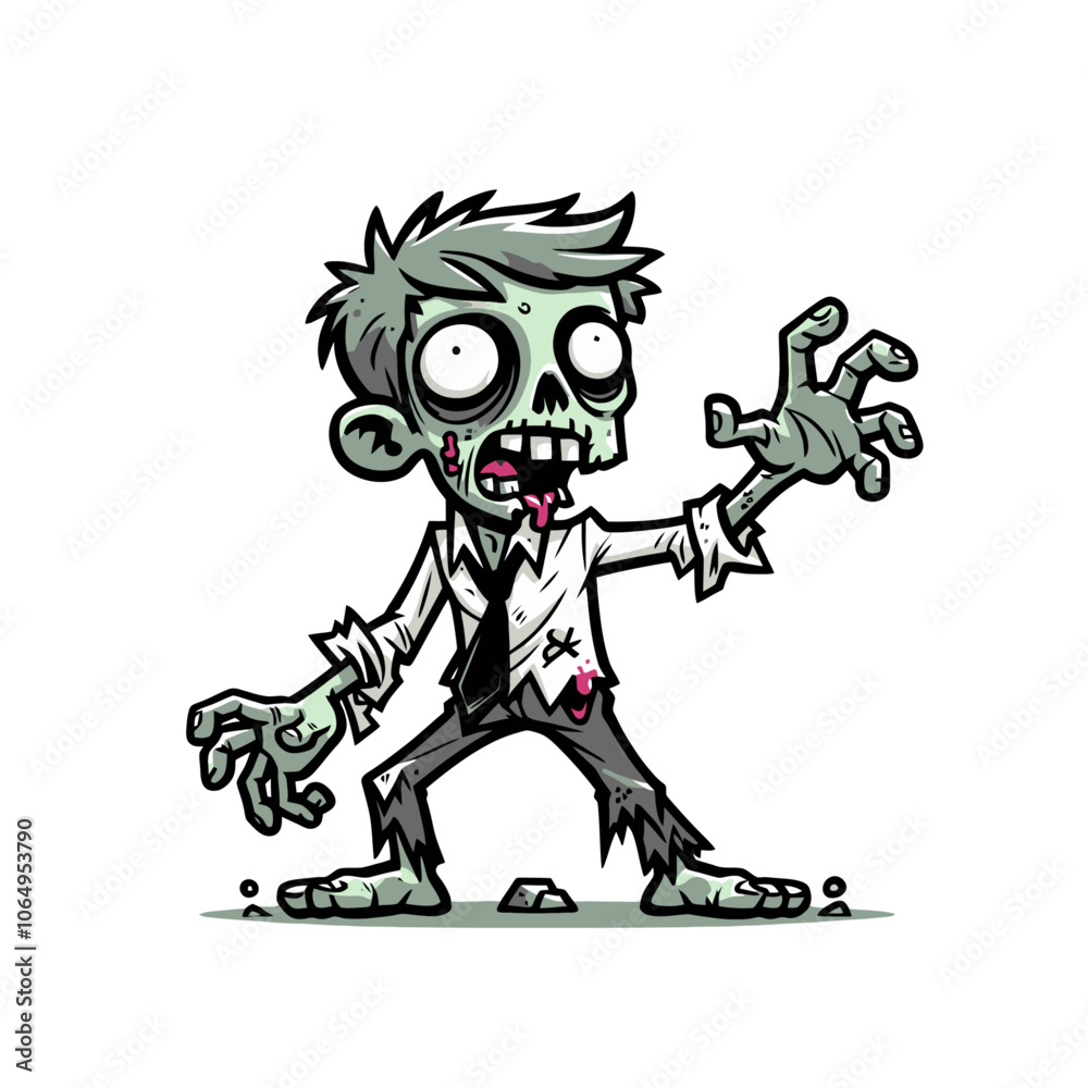 Cartoon zombie character isolated vector illustration Cartoon zombie character isolated vector illustration