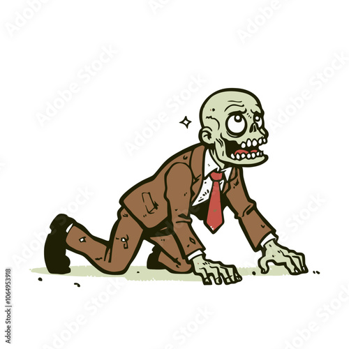 Cartoon zombie character isolated vector illustration