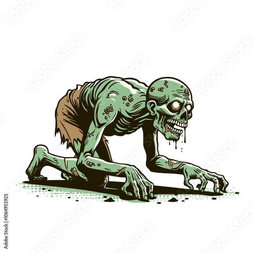 Cartoon zombie character isolated vector illustration