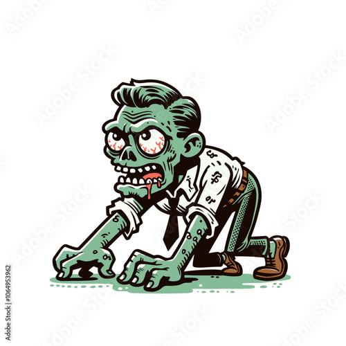 Cartoon zombie character isolated vector illustration