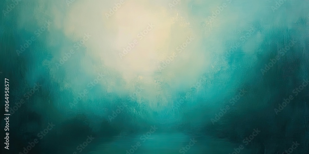 Obraz premium A gently blurred abstract backdrop in a soothing teal green hue creates a calm and serene atmosphere, enhancing the overall visual experience with its soft tones.