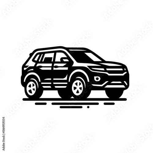 Modern SUV Side Profile Vector - Sleek Car Silhouette Illustration for Urban and Adventure Design