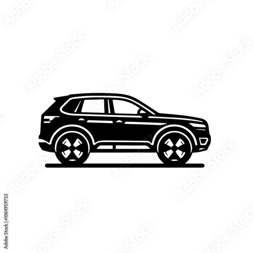 Modern SUV Side Profile Vector - Sleek Car Silhouette Illustration for Urban and Adventure Design