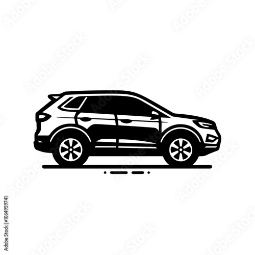 Modern SUV Side Profile Vector - Sleek Car Silhouette Illustration for Urban and Adventure Design