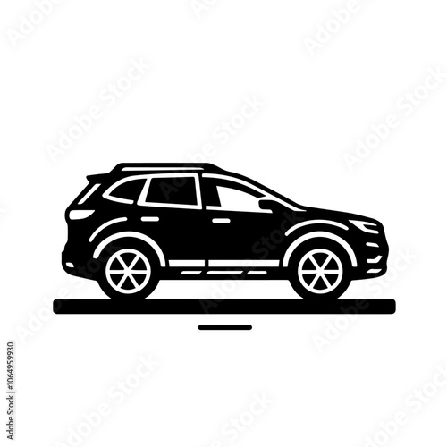 Modern SUV Side Profile Vector - Sleek Car Silhouette Illustration for Urban and Adventure Design