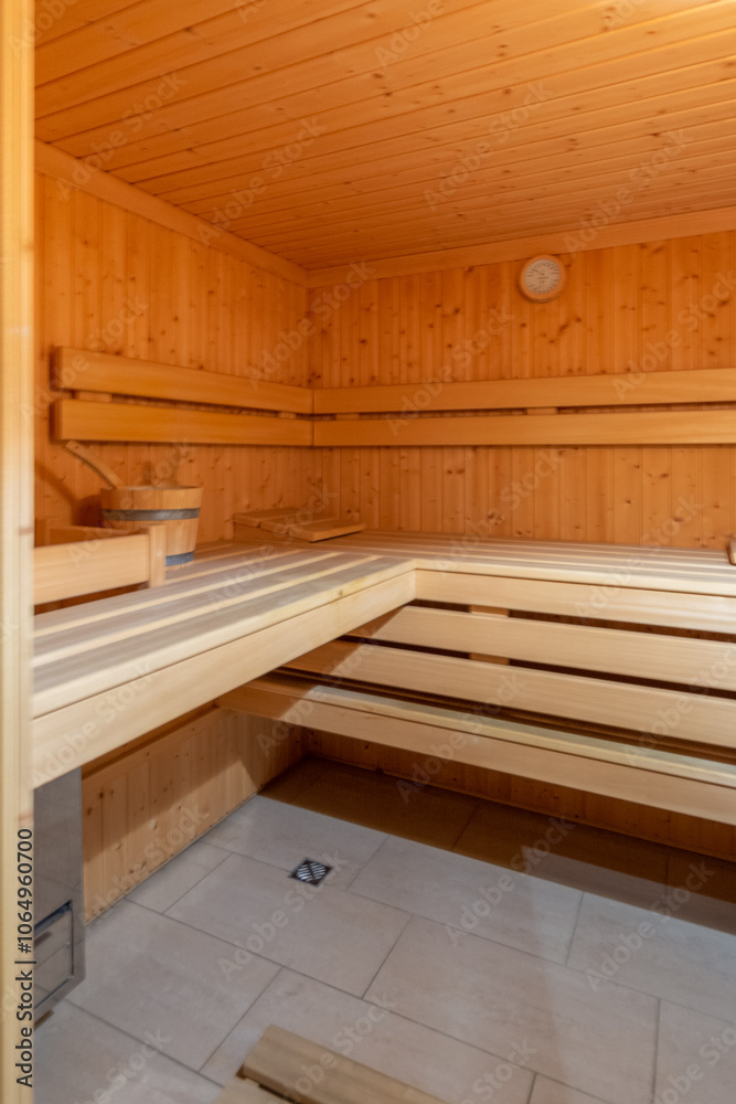 Small home sauna finished with wood. Small home sauna finished with wood.