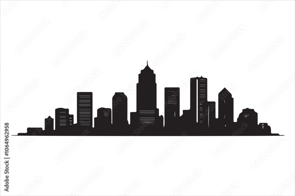 Modern City Skyline, Vector Silhouette Design
Modern City Skyline, Vector Silhouette Design