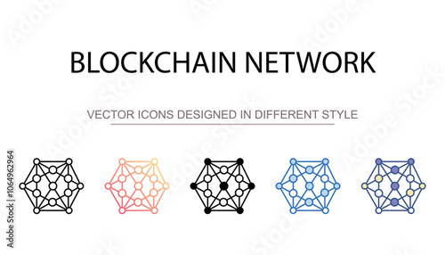 Blockchain Network icon design with white background stock illustration