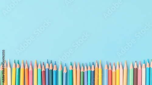 Colorful Pencils on a Blue Background