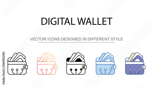 Digital Wallet icon design with white background stock illustration