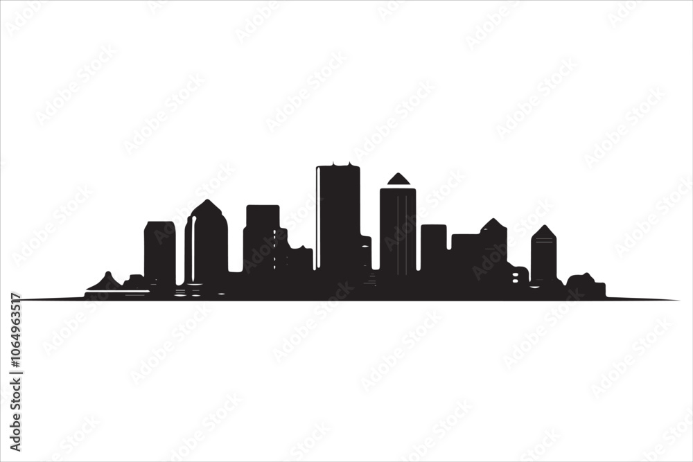 Modern City Skyline, Vector Silhouette Design
Modern City Skyline, Vector Silhouette Design