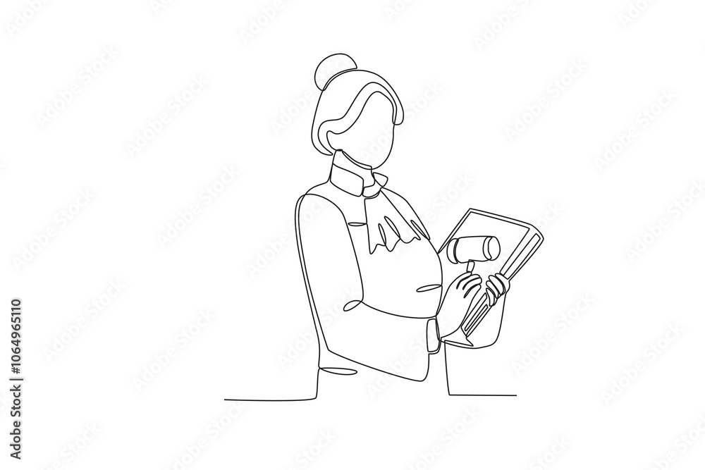 Single continuous line drawing Professional Loyer, Diplomacy, The female judge will preside over the trial
Single continuous line drawing Professional Loyer, Diplomacy, The female judge will preside over the trial