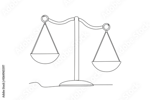 Single continuous line drawing Professional Loyer, Diplomacy, Law symbol scales
