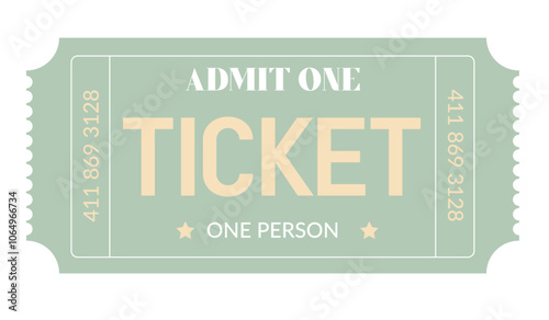 Ticket, Admit one ticket isolated, admit one ticket	admit one ticket isolated, Vintage ticket