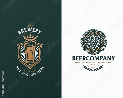 Vintage luxury brewery beer bar logo template for business company