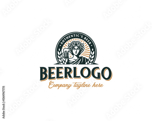 Vintage luxury brewery beer bar logo template for business company