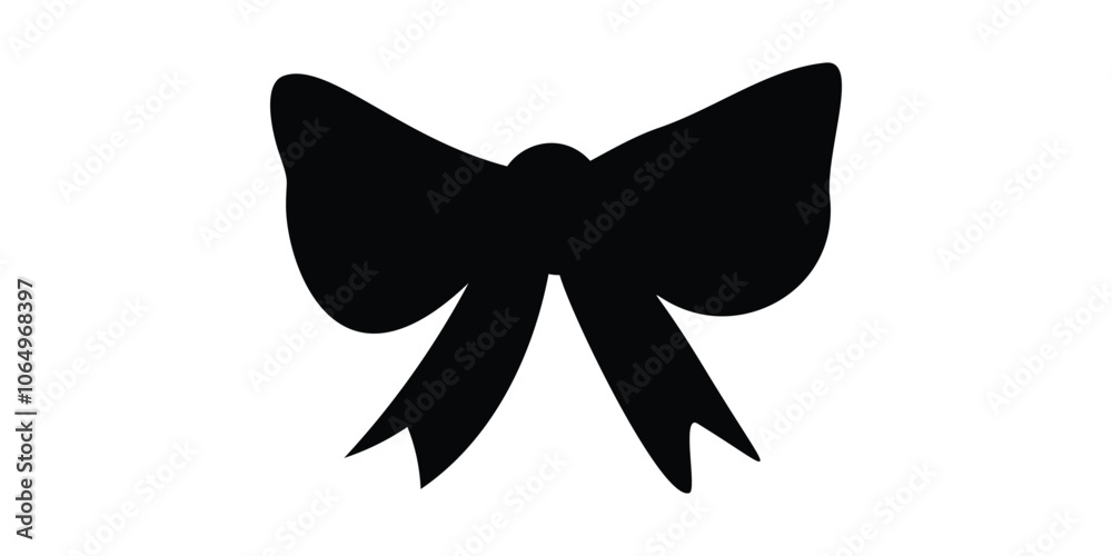 A minimal black bow silhouette, flat and isolated on white A minimal black bow silhouette, flat and isolated on white