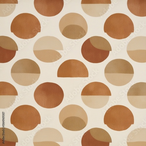 A background with overlapping semicircles in muted earth tones on a cream base, creating a retro yet minimalist pattern.