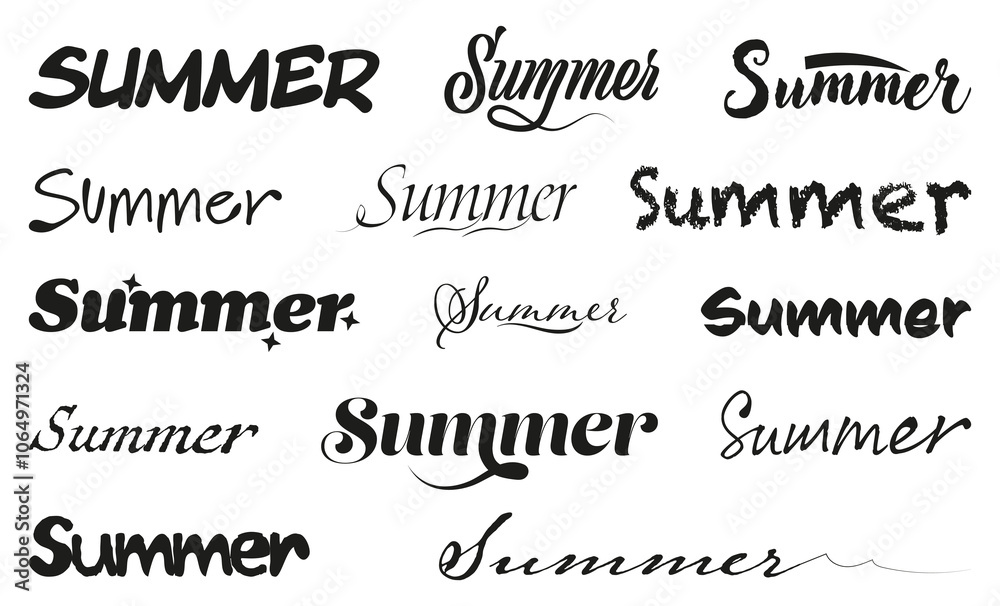 Obraz premium Summer word type collection for posters, vacation