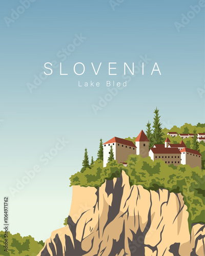 Slovenia travel poster, postacrd, banner