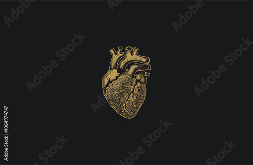 Engraving heart vintage design vector