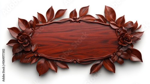 Intricate floral design adorns exquisite wooden plaque, a masterpiece of craftsmanship and elegance photo