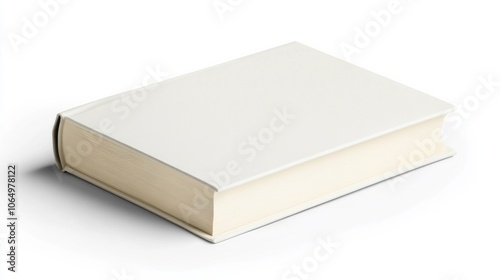 a blank white paperback book sized 6 inches in width by 9 inches in height lying closed, AI Generative