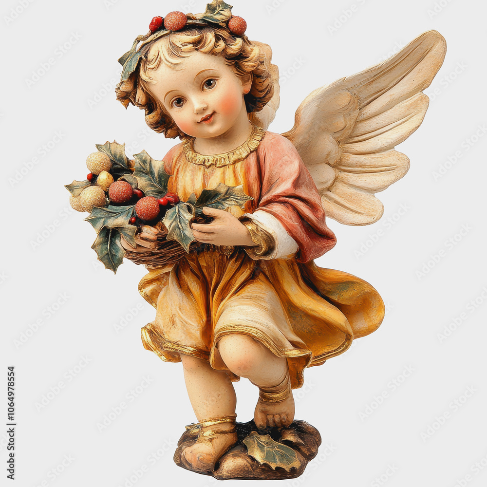 Fototapeta premium Charming Angel with Christmas Fruits