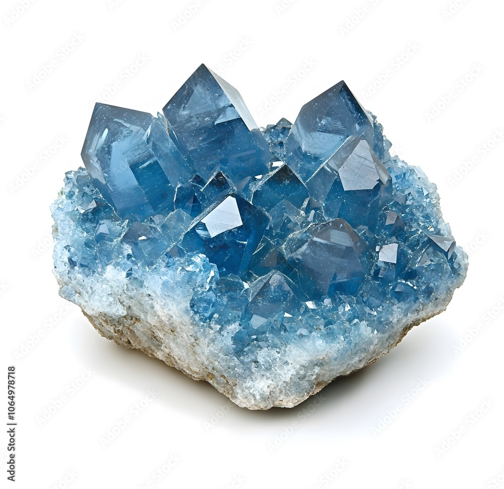 Obraz premium Blue Celestite Crystal Cluster with Sharp Geometric Shapes
