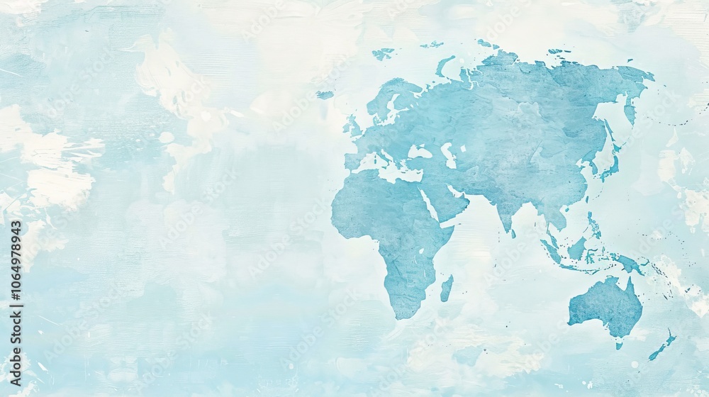 Obraz premium Light blue background with digital world map and global network for international business