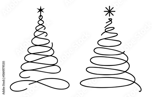 festive line art illustration of a Christmas tree, combining simplicity with holiday cheer black vector