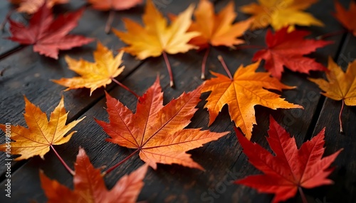 autumn maple leaves background with copy space