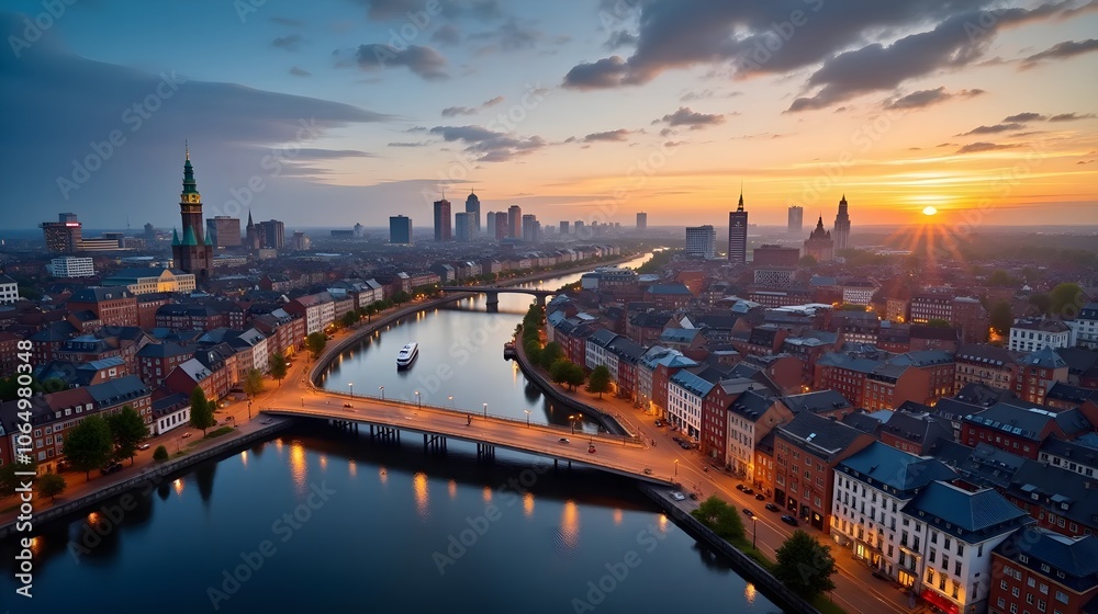 HDR View of the city of Hamburg at sunset HDR View of the city of Hamburg at sunset