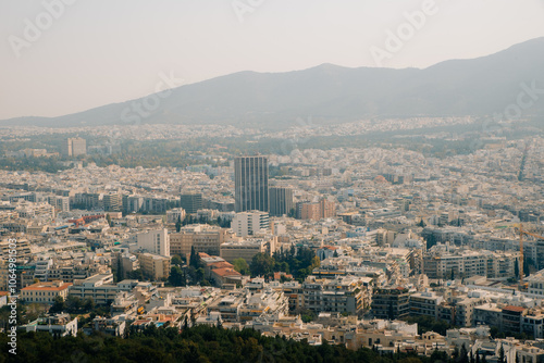 landscape views taken from the Acropolis and Parthenon Athens Greece