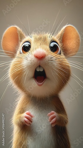 surprised cartoon mouse with wide eyes and exaggerated expressions set against a clean white background bringing a playful and humorous touch to the illustration perfect for childrens themes