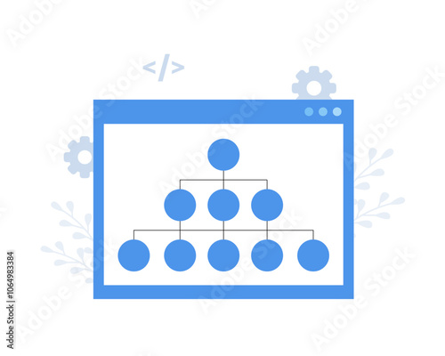 Sitemap Creation concept. SEO optimization. Site architecture. Diagram and structure website. Flowchart UI UX. Vector illustration in flat cartoon style.