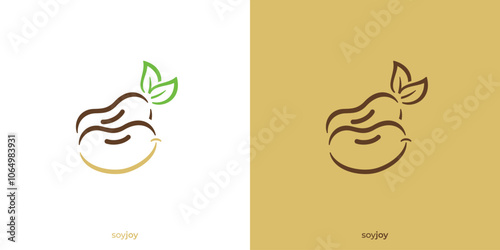 Soy Bean Logo. Natural Food and Drink, Soy Milk, Healthy Food Logo Icon, Symbol, Vector, Design Inspiration.