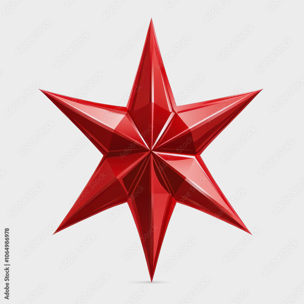 Red Geometric Christmas Star on White Background Red Geometric Christmas Star on White Background
