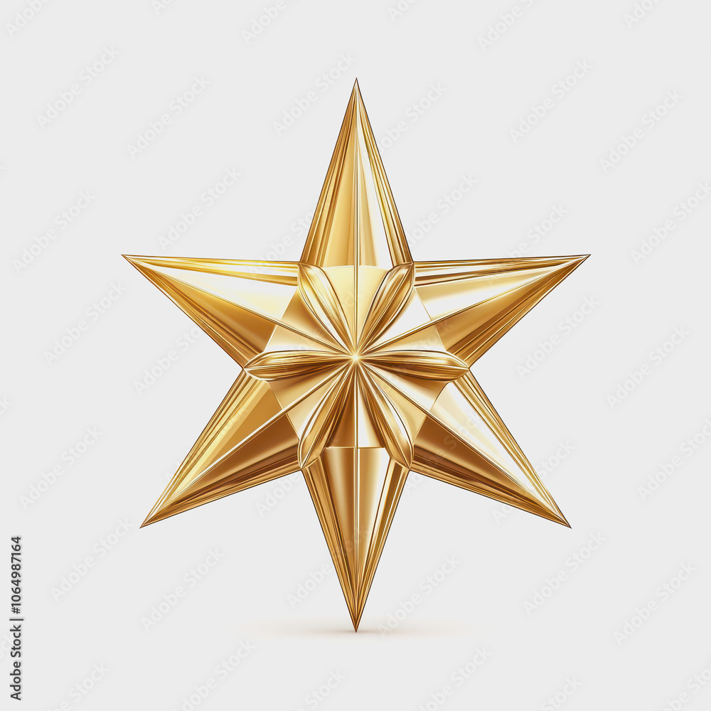 Golden Star on White Background for Christmas Themes Golden Star on White Background for Christmas Themes