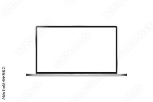 Modern dark metal thin frame laptop mockup. Realistic laptop front view
