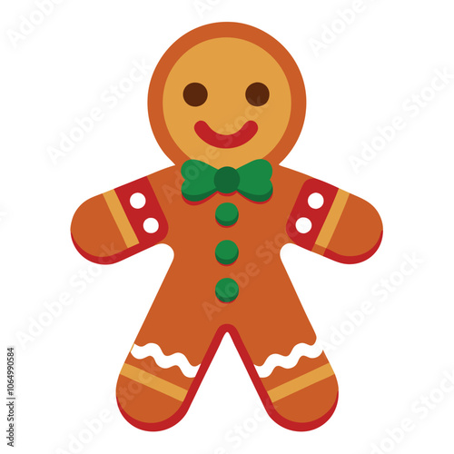 Gingerbread Man Cookie Isolated on White Background, Perfect for Holiday Celebrations and Décor