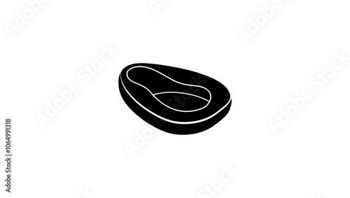 Bedpan emblem, black isolated silhouette